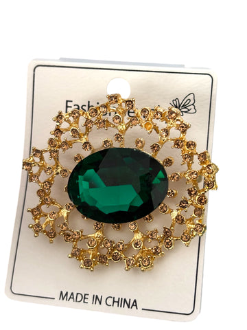 Green stone brooch