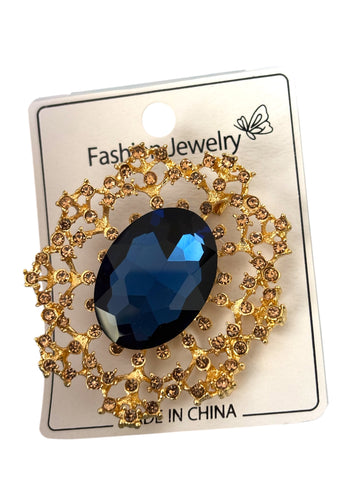 Blue stone brooch