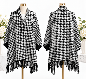 Black checked Poncho