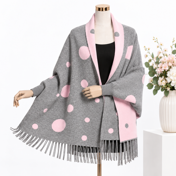 Grey/Baby Pink Poncho