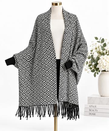 Black & White Diamond Poncho