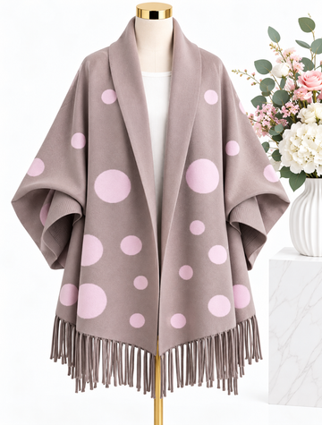 Nude/Baby Pink double sided polka Poncho