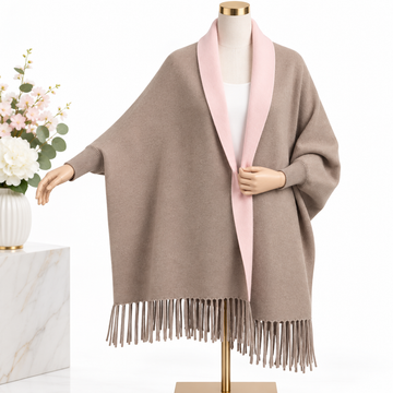 Beige Baby Pink Poncho