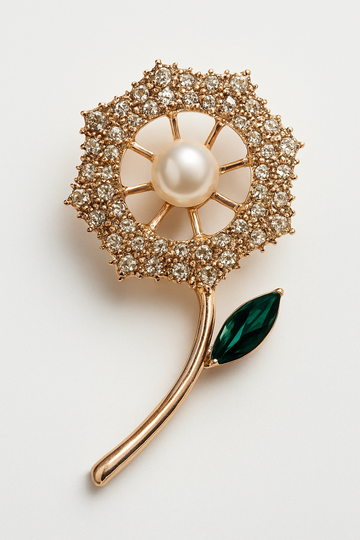 Green Pearl flower Brooch