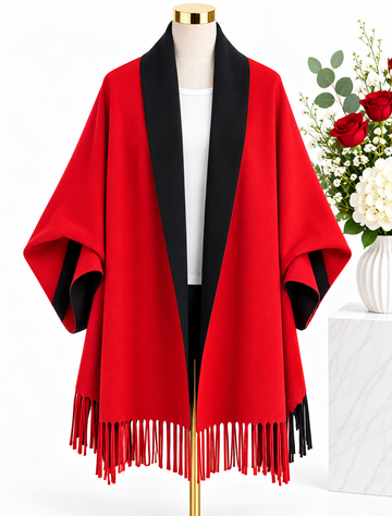Red/Black double sided poncho