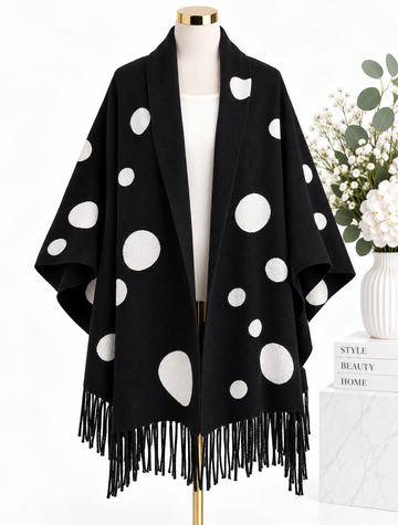 Black/White Polka double sided Poncho