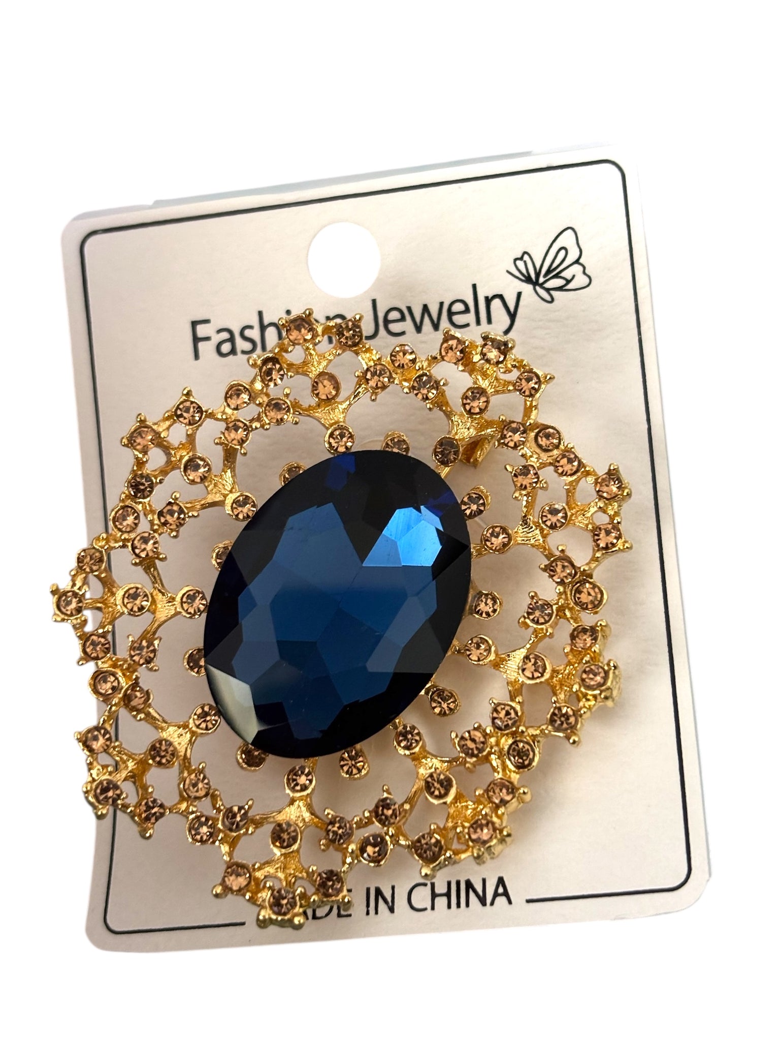 Blue stone brooch
