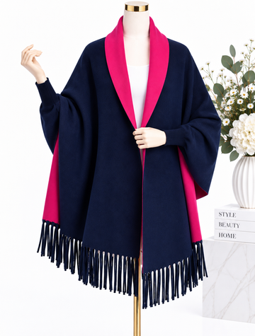 Navy blue/Pink poncho