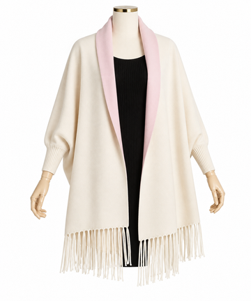 Poncho Beige/Baby Pink