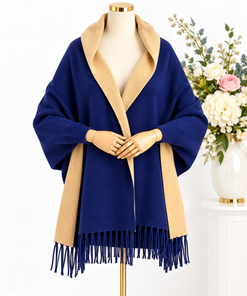Navy Blue/Sugar Brown poncho