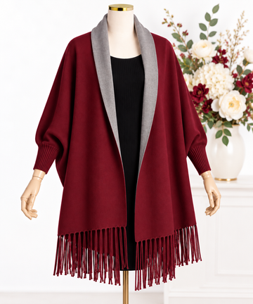 Maroon/Grey Poncho